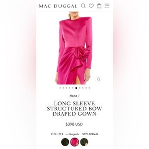 Mac Duggal Magenta Long Sleeve Gown